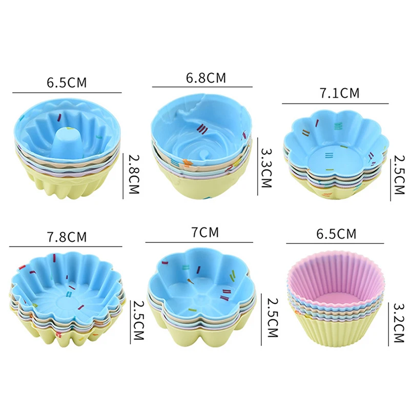 5Pcs/Set Silicone Cake Mold Muffin Cupcake Baking Molds DIY Cake Decorating Tools Cake Cup Kitchen Cooking Bakeware Maker