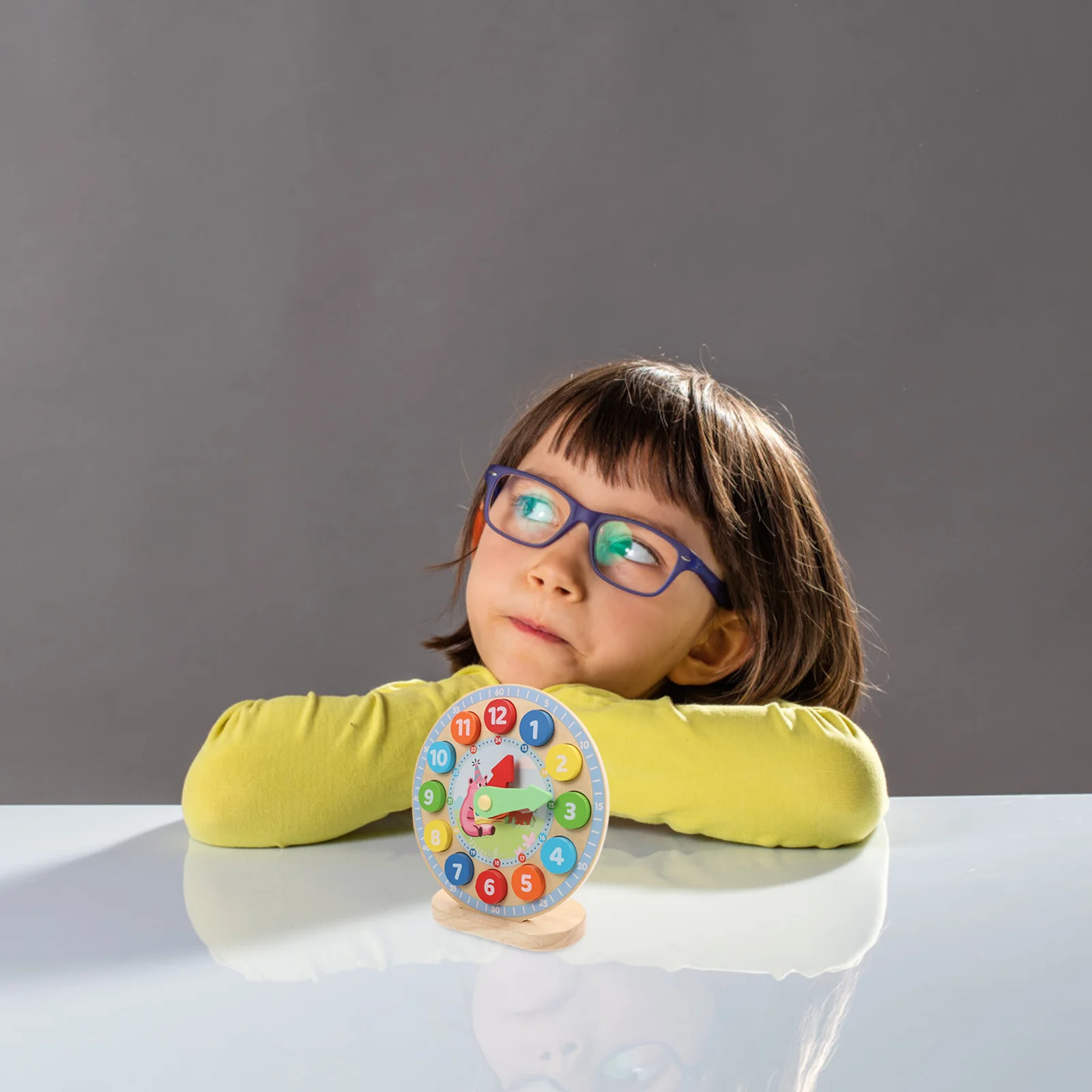 Kids Wooden Clock Learning Educational Number Cognition Creative Interactive Early Education Plaything Colorful Time Teaching