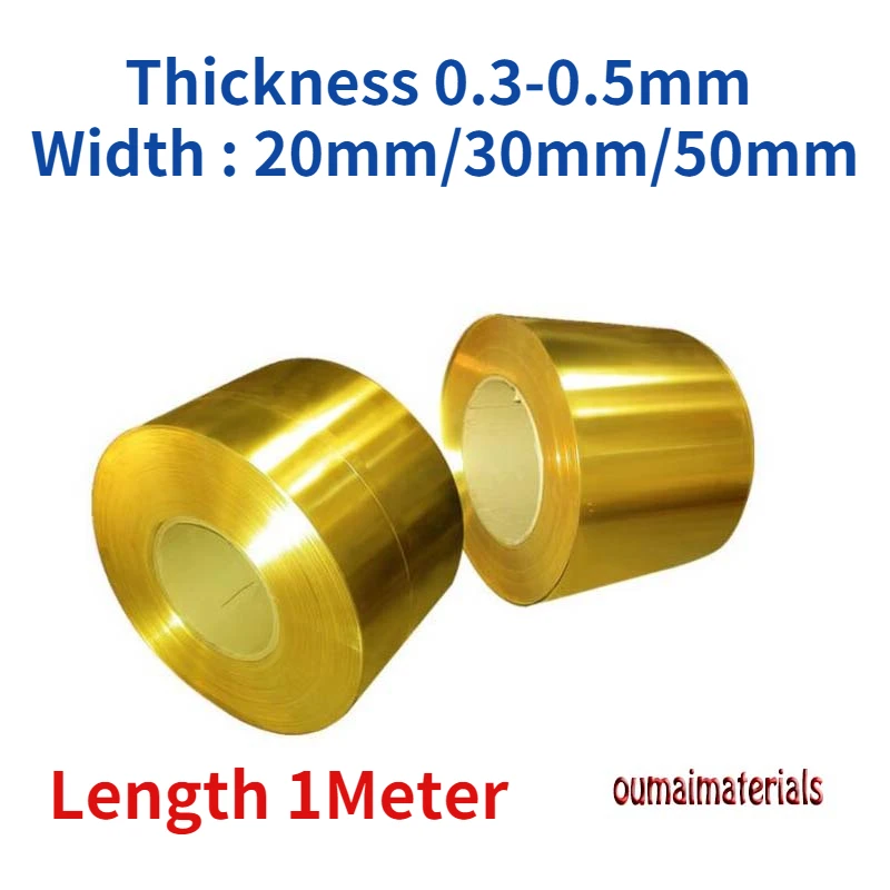 Medidor Rolo Fina Folha de Bronze Tira Ouro Filme Alta Pureza Folha de Bronze Placa H62 Espessura 0.3 0.5 mm Largura 20 30 50 mm 1