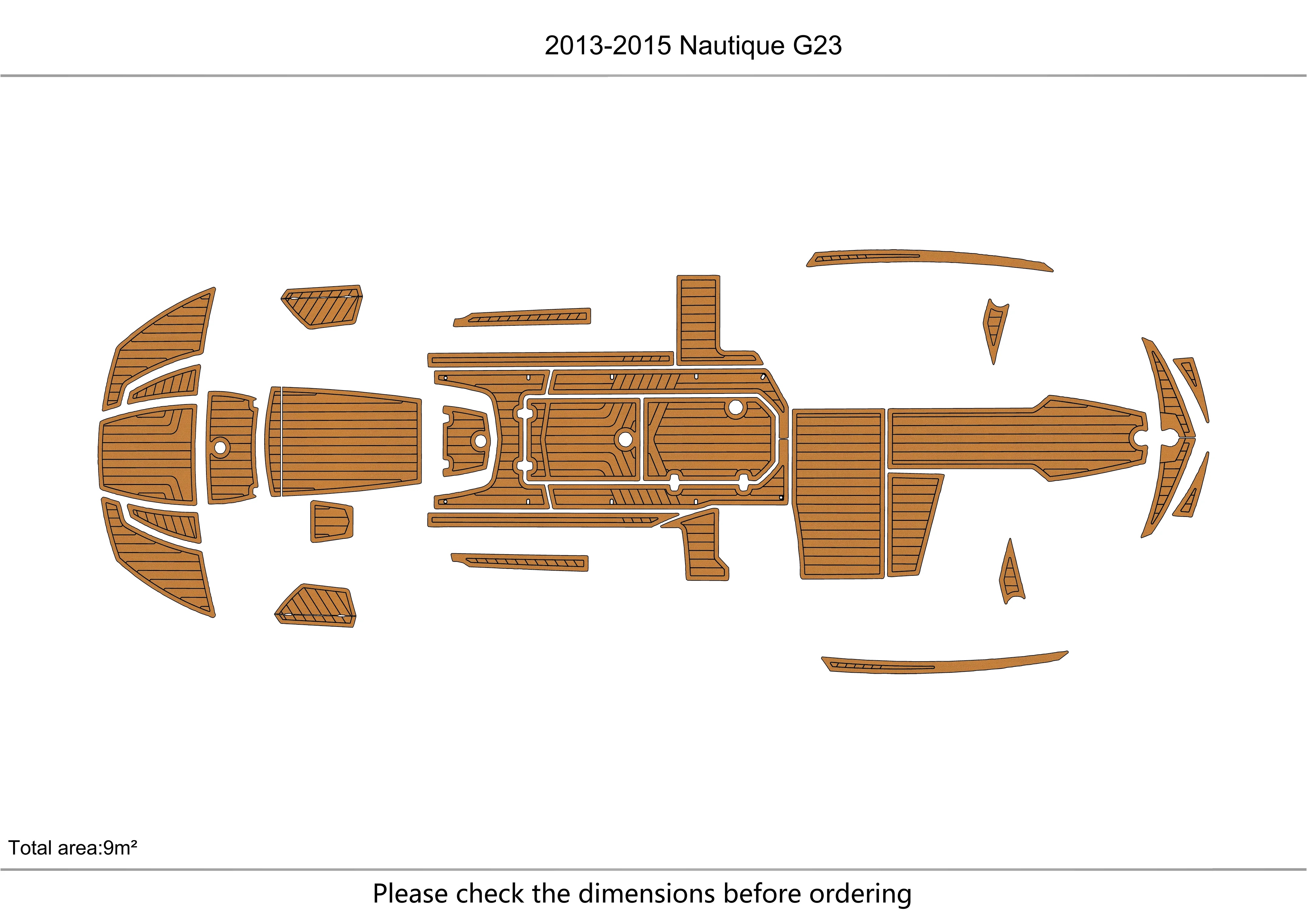 Eva foam Fuax teak seadek marine floor For 2013-2015 Nautique G23 Cockpit Swim platform 1/4