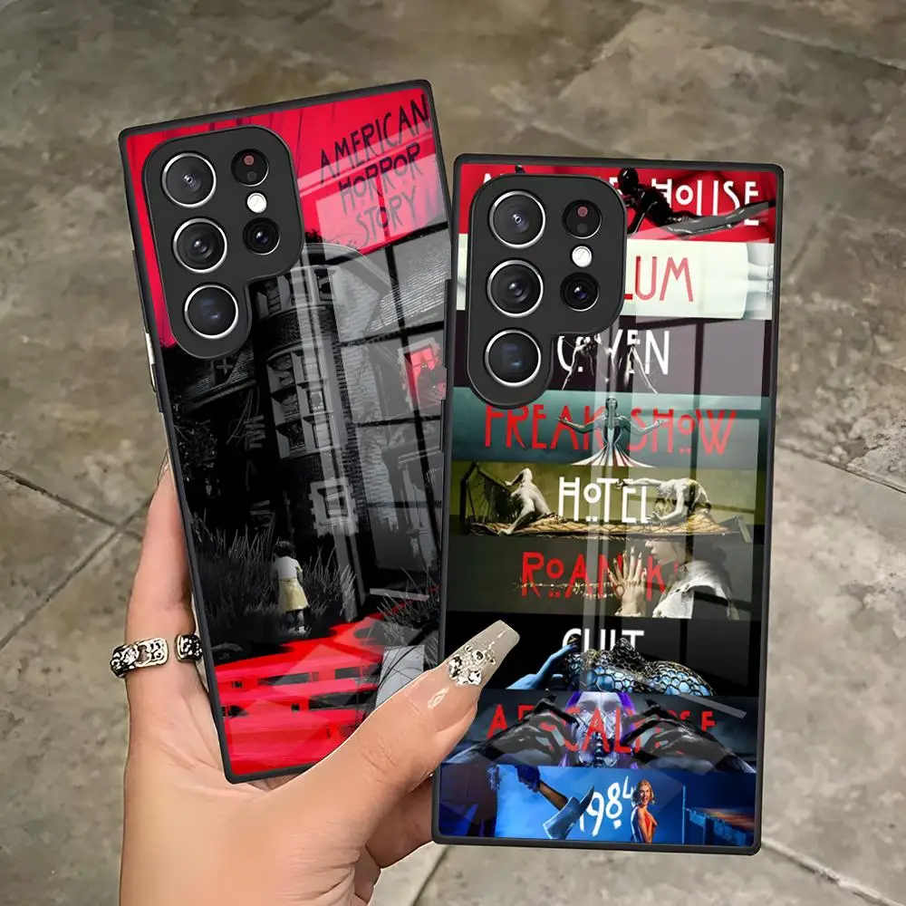 Capa de Telefone AHS American Horror Story para Samsung S26 S25 Edge Ultra 23 22 21 20 Ultra Plus S24 Fe com Vidro Protetor