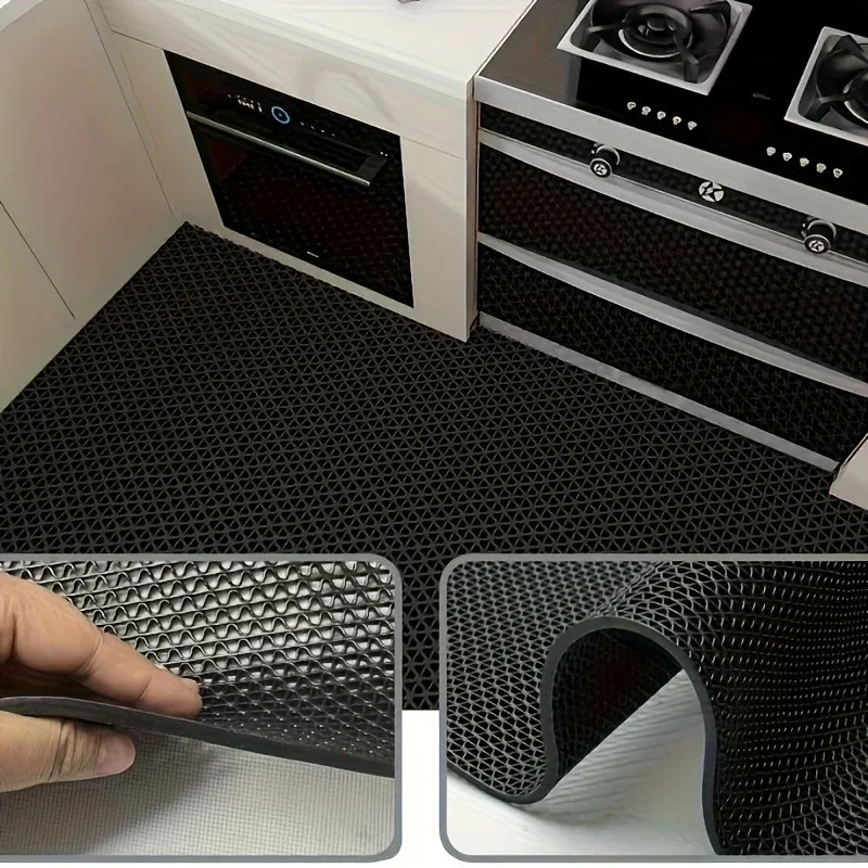 

Pure Black Safety Mat, Commercial Non-Slip Mat Pool and Shower Safety Mat - Outdoor Easy-to-Clean Hollow Home Geometric Design