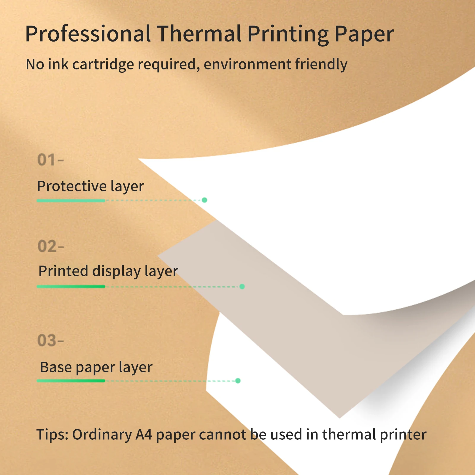 PeriPage Fold Thermal Paper Compatible w/ PeriPage A40 Thermal Printer Quick-dry Perfect for Photo Picture Receipt Memo PDF File