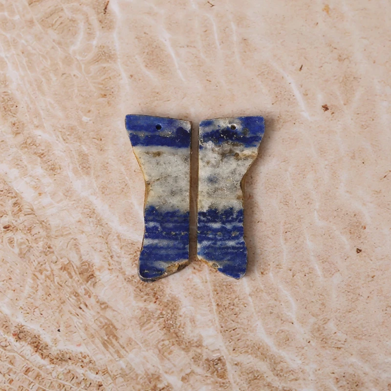 

Натуральный камень лазурит самородок, просверленные передние серьги, бусины 36x11x2 мм, 4,9 г для самостоятельного изготовления ювелирных изделий, модные аксессуары