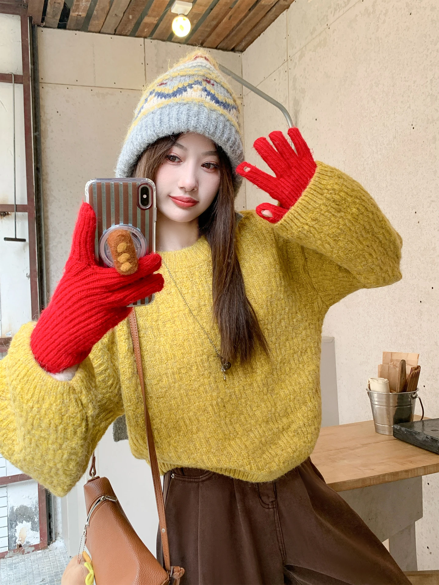 

Желтый круглый свитер Ne ort, женская внутренняя одежда, вязаный топ, удобный свободный крой, осень-зима, модный свитер для поездок на работу