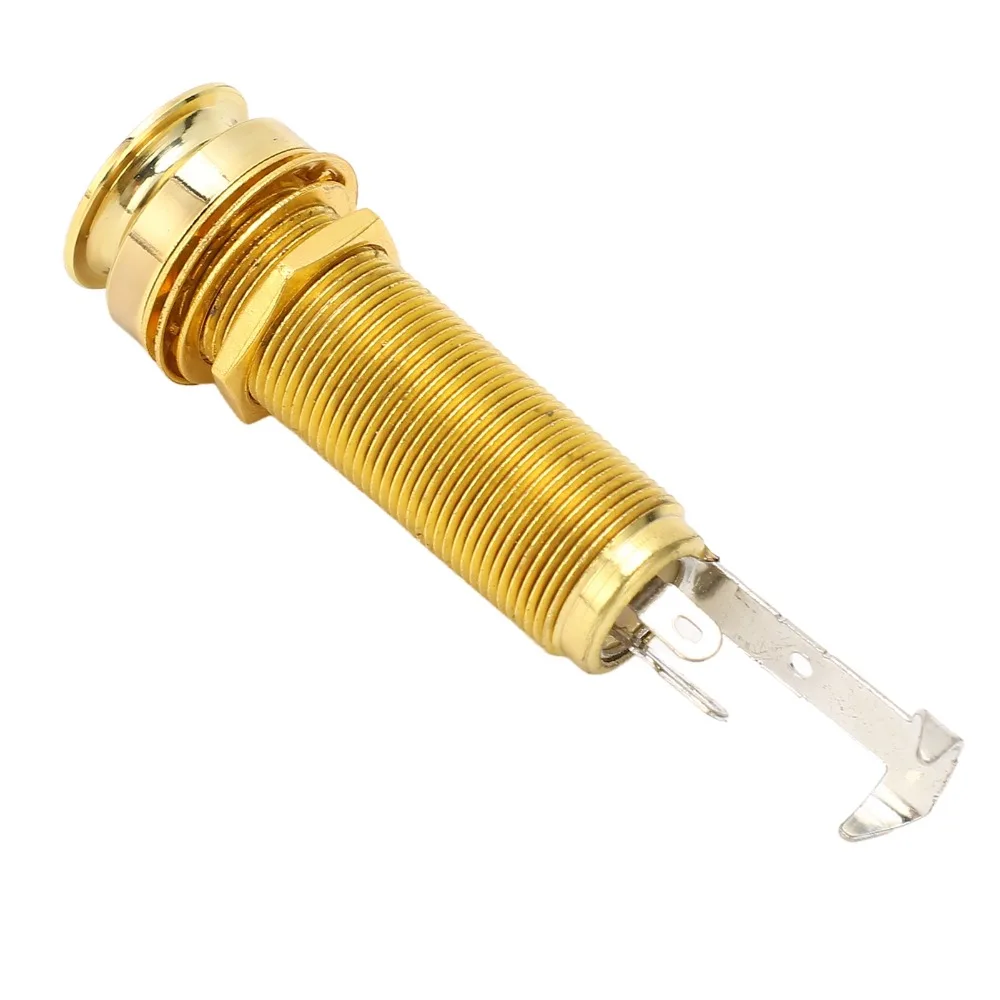 Professional Gold Output Jack For Electric Guitar 6.35mm Ziny Alloy Guitar Bass Jack Long Threaded Jack For Electric Guitars