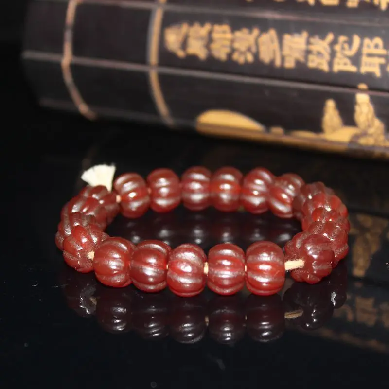 Old Agate Melon Beads Bracelet Pulp Old Agate Red Agate Beads String Bead Necklace Agate Melon Beads