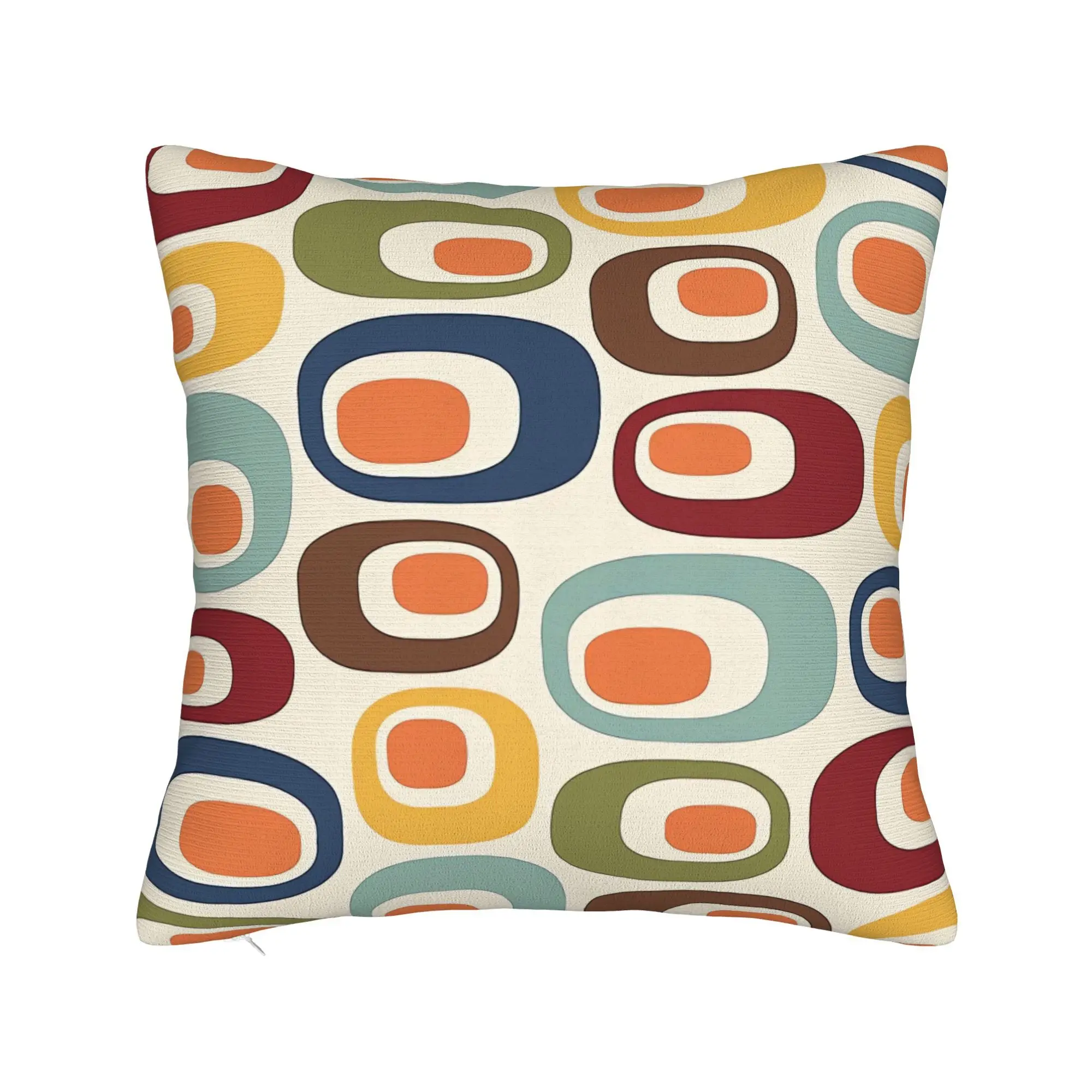 Retro Mid Century Modern Atomic Pattern 782 Themed Minimalist Pillow Covers with Muted Colors - Double Sided Print - Enhance a Calm and Balanced Living Room or Bedroom Atmosphere