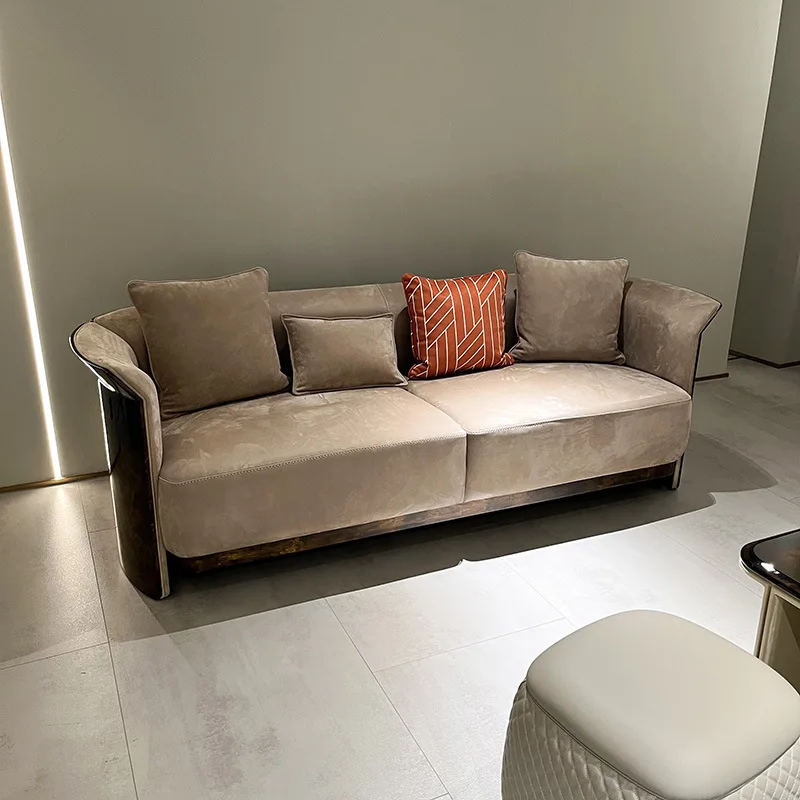 Light luxury leather sofa combination, Italian ecological cloth sofa