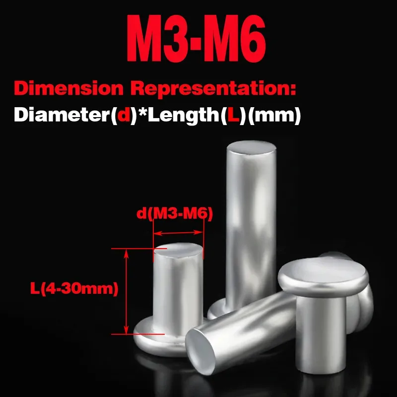 Flat Head Aluminum Rivets for Smooth Finish and Permanent Fastening in Aesthetic Applications M3 M4 M5 M6