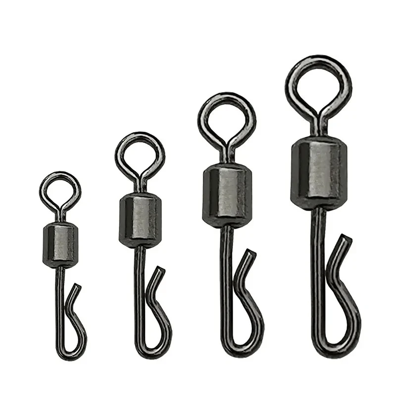 50pcs Bearing Swivel Fishing Connector Q Shaped Quick Change Swivels For Carp Fishing Terminal Tackle Accessories