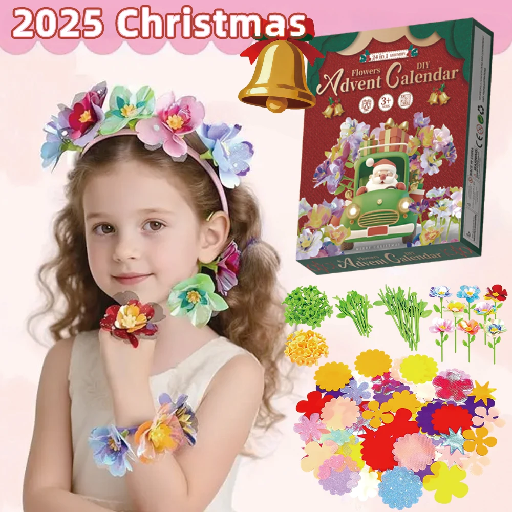 Christmas Surprise Toy 24-Day Countdown Calendar, Flower Surprise Gift Box Handmade Bouquet Toy Set Diy Flower Making Set
