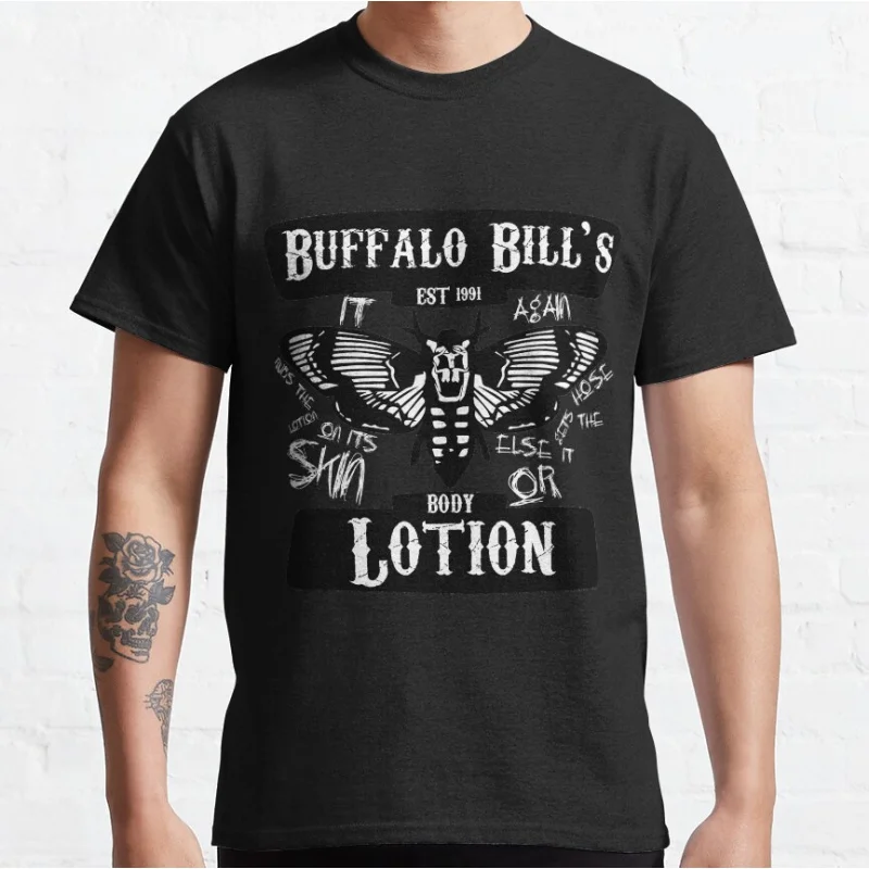 

It Rubs The Lotion Horror moive The Silence of the Lambs scary film serial killer Graphic T Shirts large size Adult tops