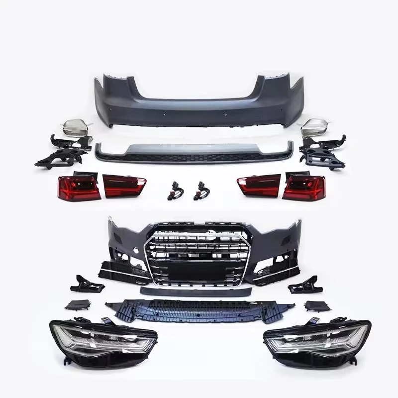 STLFCar Body Kit Front Bumper Rear Bumper Diffuser Headslight LED Heads Lamp Rear Light Tail Lamp for Audis A6C7 Upgrade to C7PA
