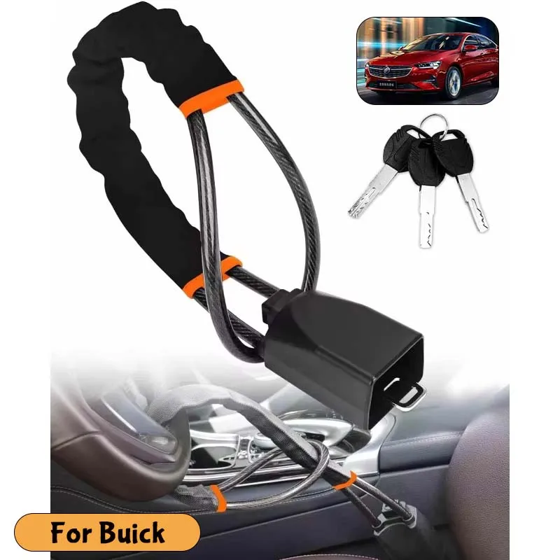 For Buick Car Steering Wheel Lock Steel Rope Anti-Theft Lock With Seat Belt Socket Vehicle Security Locking System