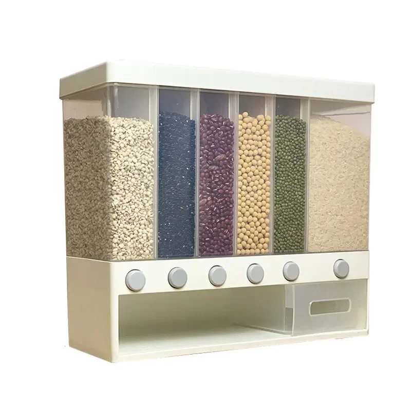 

Wall Mounted Cereals Dispenser Sealed Rice Storage Box Clear Container Dry Food Storage Jar Kitchen Organizer Container Box
