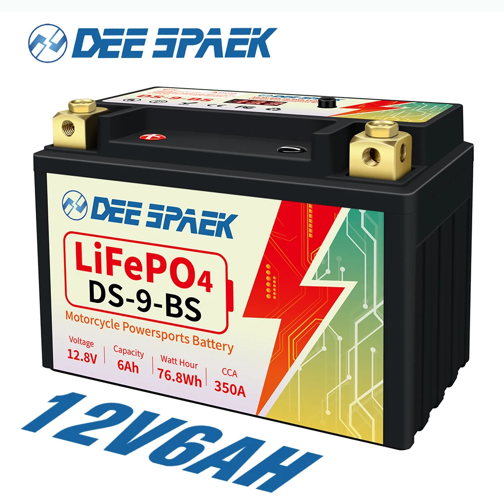 

EU Stock 76.8Wh 350CCA Lifepo4 Battery 12.8V 6AH Motorcycle Replacement Battery 9-BS For Scooter Lithium Battery YTR9-BS ES-TX9