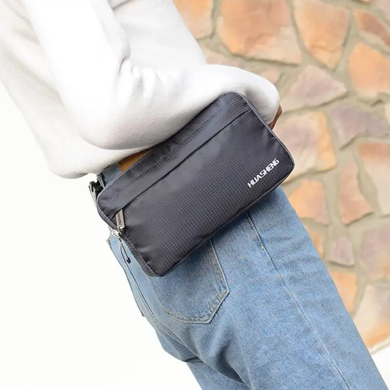 340D Hombres Nylon Cinturón Bum Cintura Teléfono Bolsa Fanny Pack Crossbody Hombro Deporte Bolsa