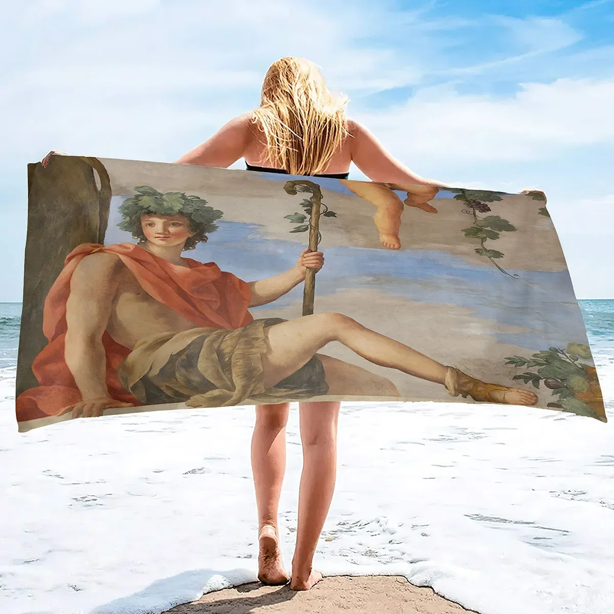Greek mythology Fluffy Oversized Extra Large Beach Towel Plush Large Pool Towel, Rose Red Striped Quick Dry Swimming Towels