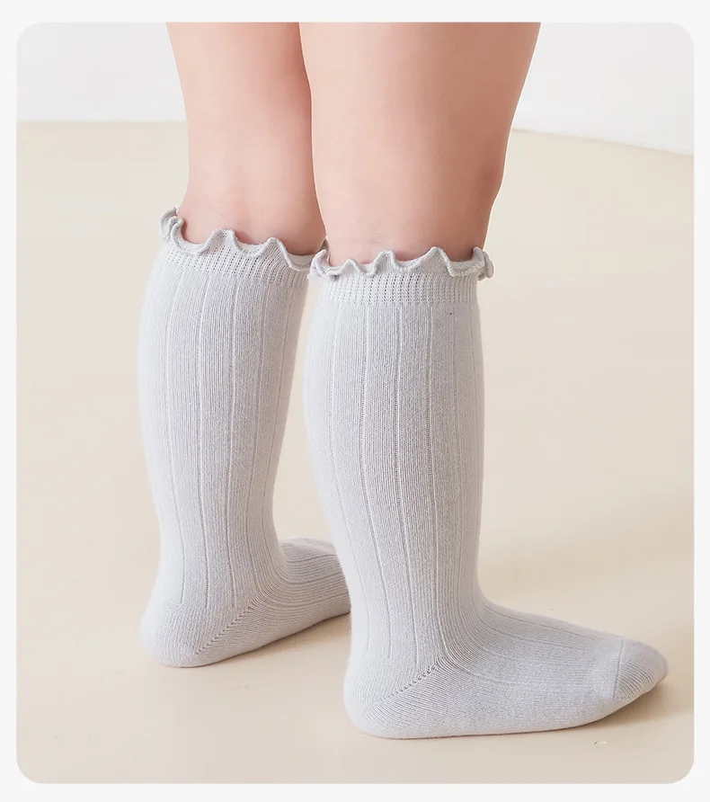 3/5 Paar Baby-Mädchen-Socken, Spitzen-Prinzessinnen-Socken in Unifarben, Weiche Baumwollsocken mit Lockerem Bund für Kleinkinder und Babys – Detail 10