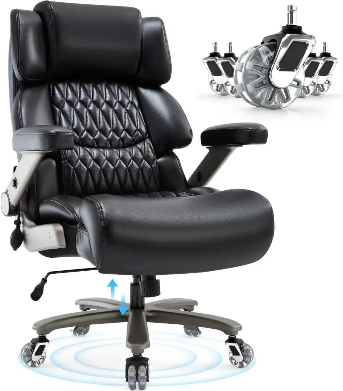 700lbs Big and Tall Office Chair, Large Heavy Duty Computer Desk Chair | 3D Flip-Up Arms, Adjustable Lumbar Support, Extra Wide