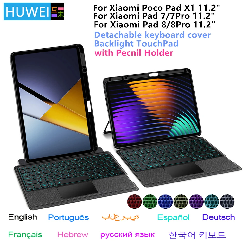 

TouchPad Keyboard For Xiaomi Poco Pad X1 2025 Case for XiaoMi Pad 7 8 Mipad 7 8 Pro 11.2" Tablet Smart Keyboard Cover Pen Holder