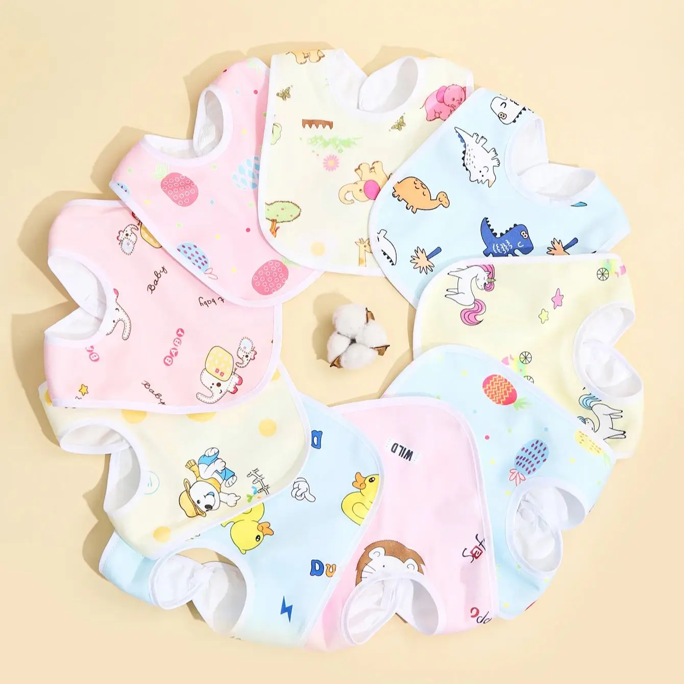 

Random 4/6/8/10PCS Baby Bibs Cotton Waterproof Bib Children Clothes Protection Kids Toddler Scarf for Newborns Boys Girl