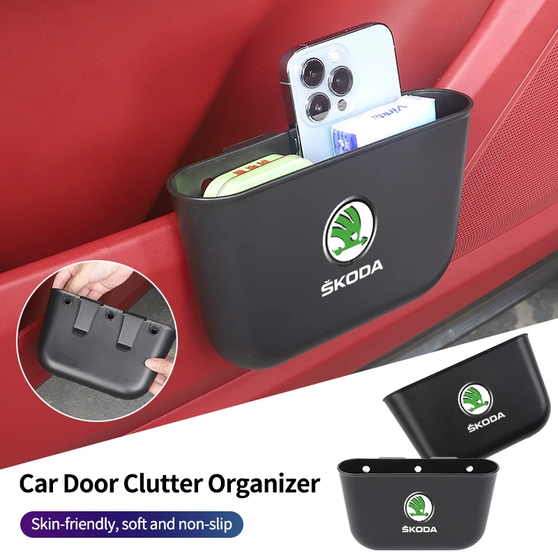Car Door Clutter Organizer Trash Can Tools Storage Box Waste Case For Skoda Octavia Superb Rapid Kodiaq Fabia Karoq Kamiq Roomst
