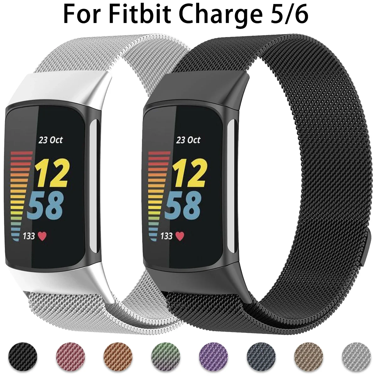 Metal Strap For Fitbit Charge 5 6 Waterproof Bracelet Durable Smartwatch Stainles steel Band Belt Sport Wristband Magneticbuckle