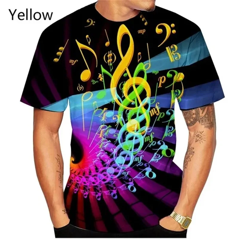 3D Print Piano Graphic T Shirts For Men Women Summer Casual Short Sleeve Music Patterntee Tops Streetwear Mens Oversized Tshirt