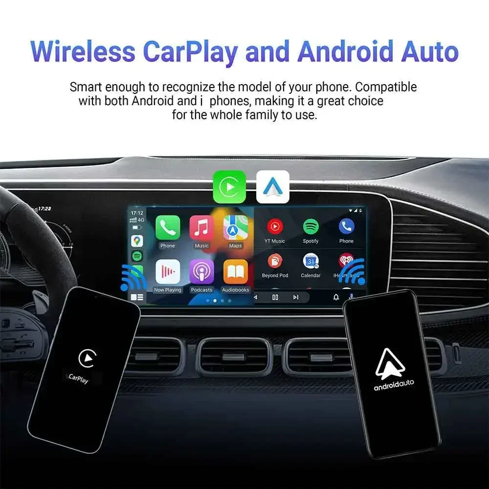 อะแดปเตอร์ OTTOCAST Play2Video Pro สำหรับ CarPlay ไร้สาย และ Android Auto ไร้สาย รองรับ Youtube Netflix IPTV อุปกรณ์เสริมในรถยนต์สำหรับ Kia Toyota