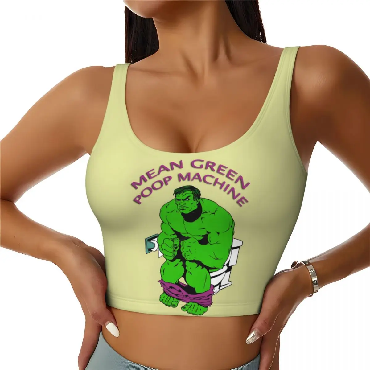 

Custom Hulk Comic Art High Impact Sports Bras for Women Superhero Seamless Workout Running Crop Tank Tops