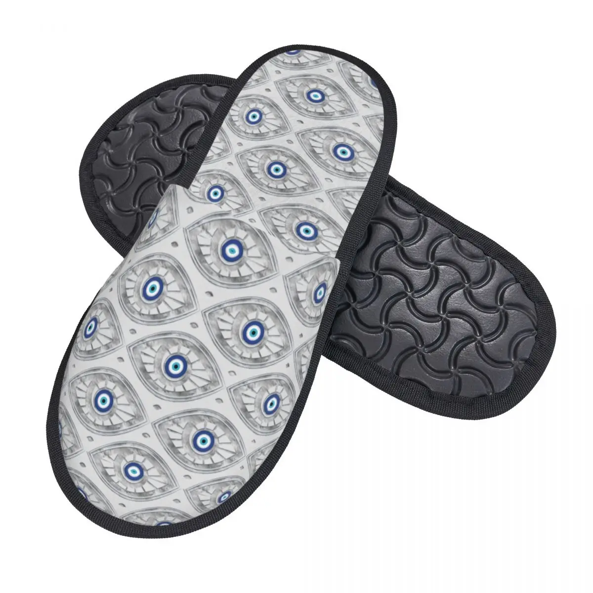 Custom Greek Mati Mataki Matiasma Evil Eye Pattern Memory Foam Slippers Women Soft Warm Charms Nazar Amulet House Slippers