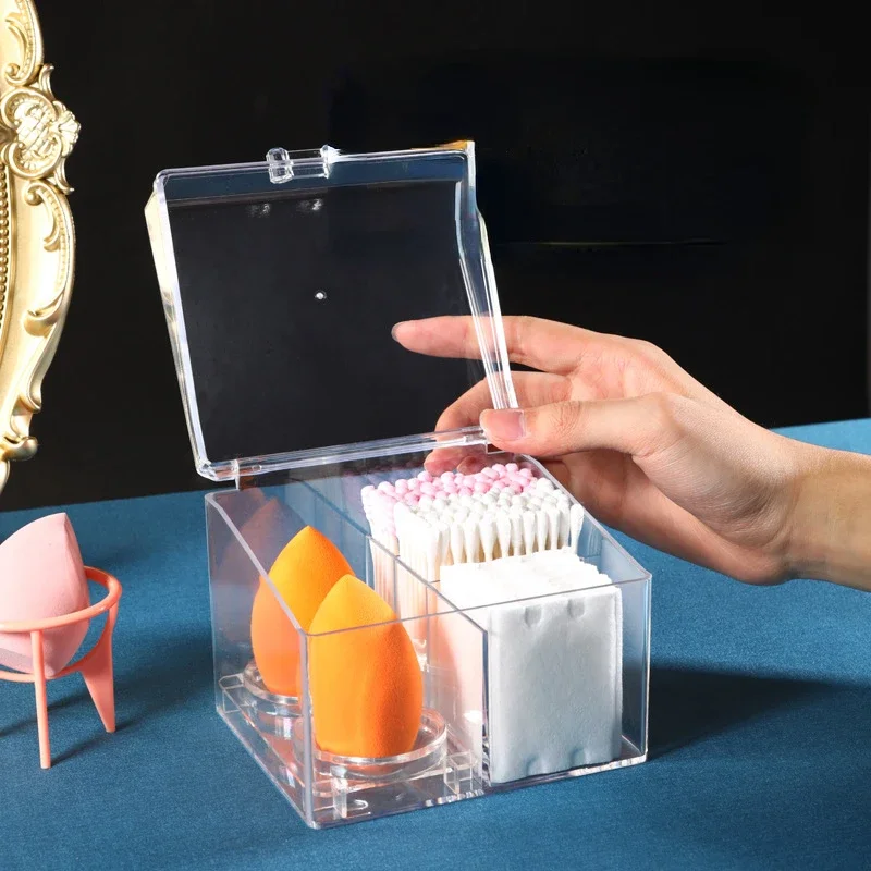 Transparent Acrylic Beauty Egg Cotton Swab Box Portable Cosmetics Container Jewelry Organizer Makeup Medicine Cotton Pad Case