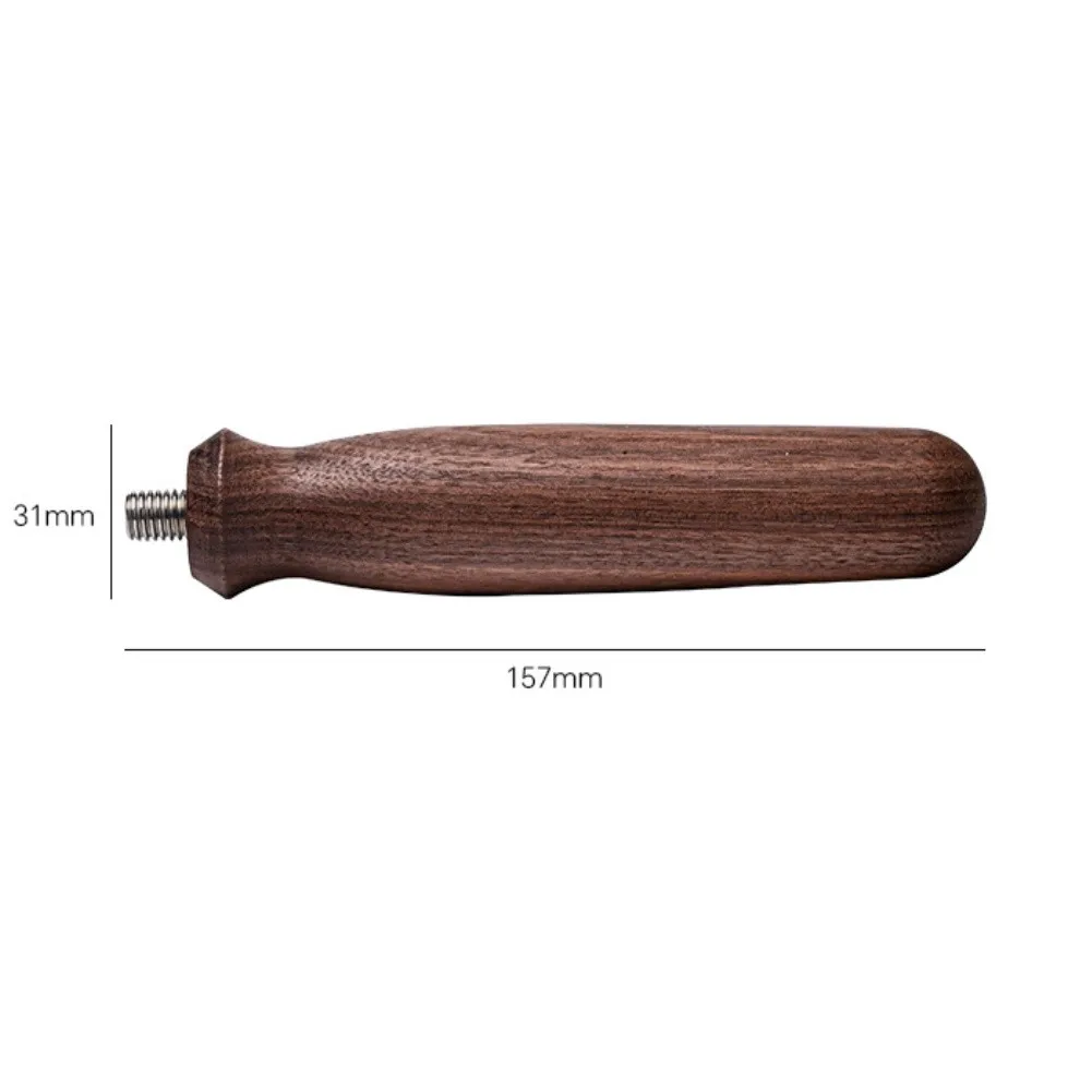 1Pc 6.18×1.22inch Solid Walnut Grip Thread Coffee Filter Holder Replacement Handgrip Coffee Maker Upgrade Fitting Home Accessory