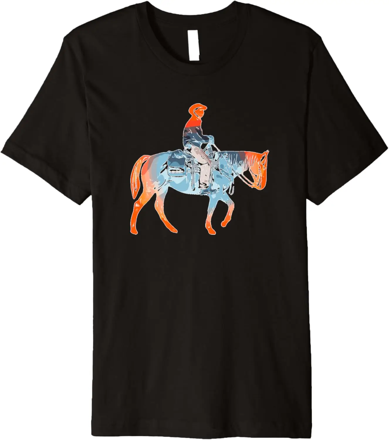 Neon Time Traveler Camouflage Cowboy and Horse Premium T-Shirt