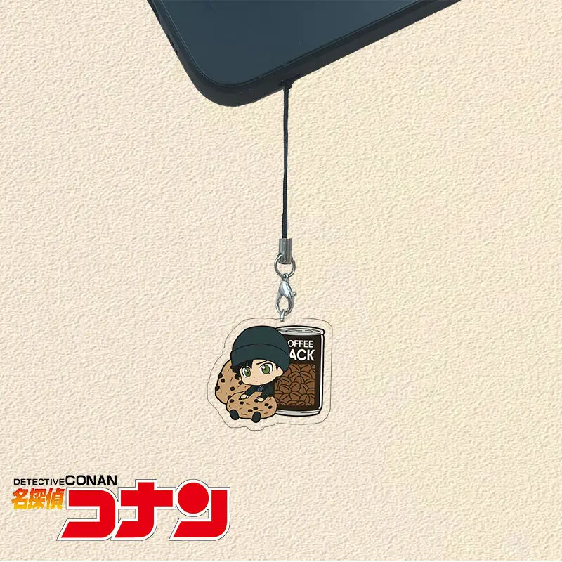 Detective Conan Mobile Phone Lanyard Keychain Man Acrylic Key Chain Women Key Holder Cute Couples Keyring Wedding Porte Clef