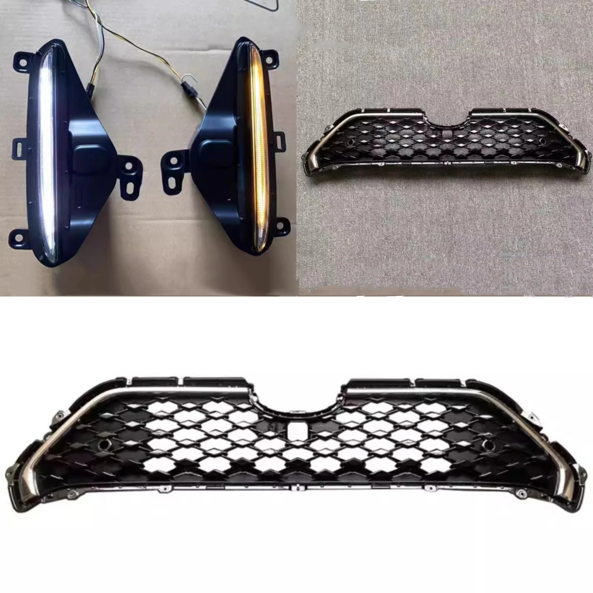 Front Grille Daytime Running Light for Toyota RAV4 2021 Convert Radiator Grill Net Body Kit Car Accessories