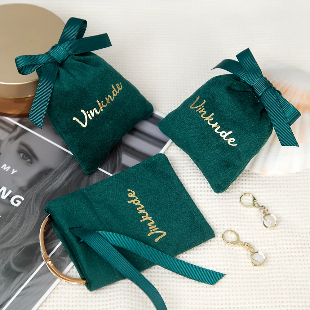 

50Pcs 7x9cm Personalized Logo Jewelry Velvet Drawstring Bag With Grosgrain Cosmetic Mother's Day Wedding Gift Packaging Display