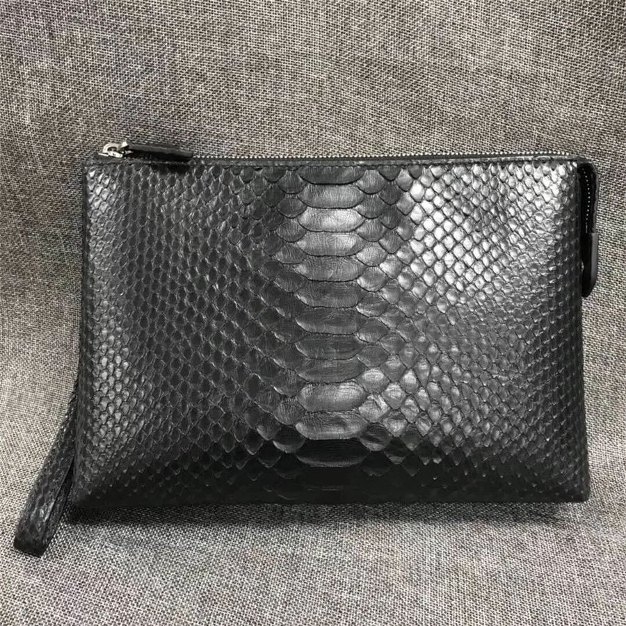 2022 New Desinger Luxury Python Skin Men\'s Handbag Fashion Genuine Leather Man Clutch Business Large Capacity Envelope Bag 45