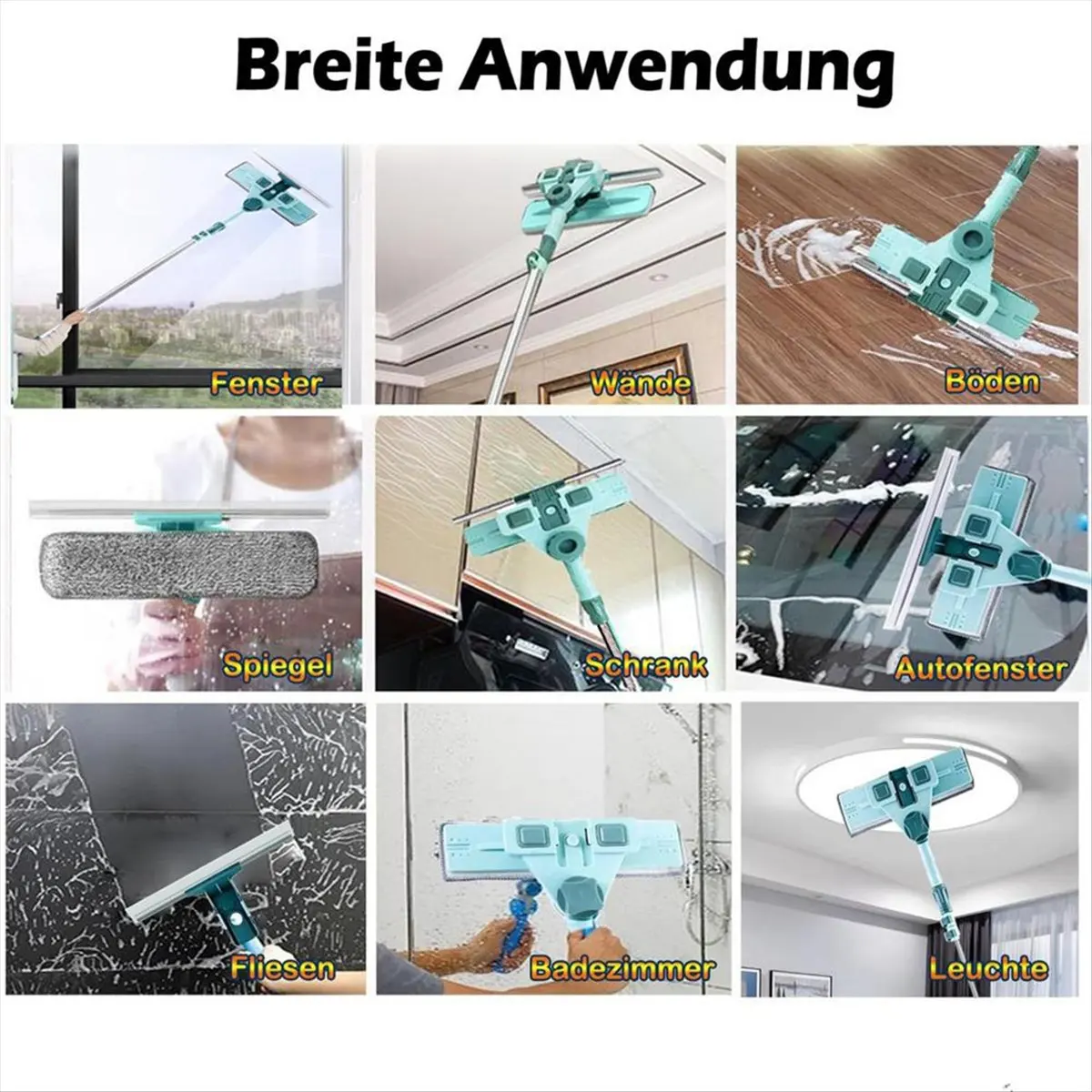 B17C Water Sprays Window Mesh Screen Brush Window Cleaner Wiper Telescopic Long Handle Mop Squeegee Cleaning Tool