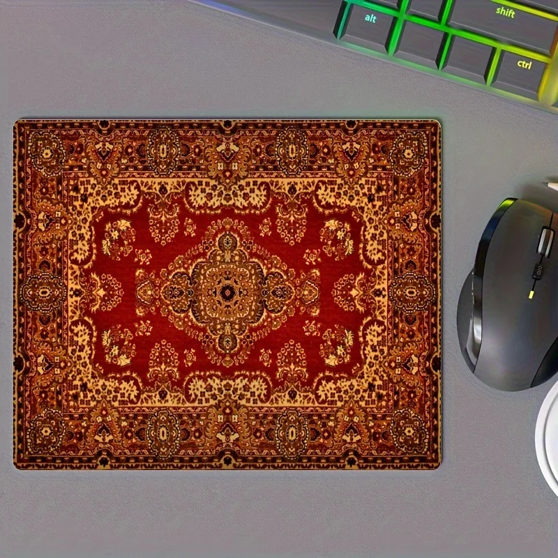 Retro Bohemian Small Rectangular Rubber Anti-slip Mouse Pad Red Smooth Carpet Computer Office Game Table Mat PC Desk Accessories