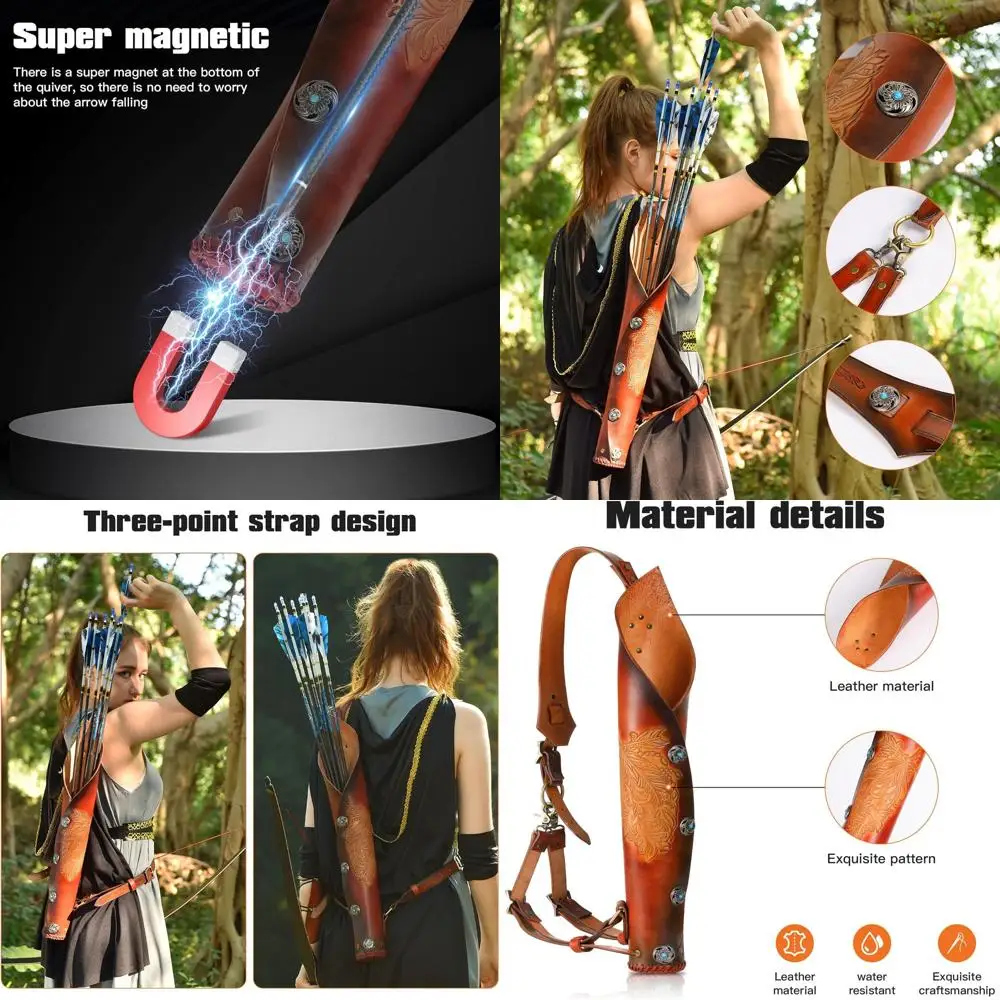 

Сагайдак из чистой воловьей кожи, охотничьи сагайды в стиле ретро с магнитным притяжением, сагайдак для верховой езды