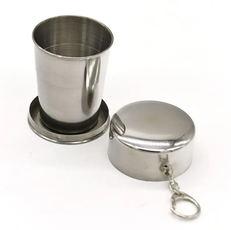 Foldable Drinkware 240ml Stainless Steel Folding Telescopic Collapsible Water Cup Beer Mug Outdoor Travel Camping ni617