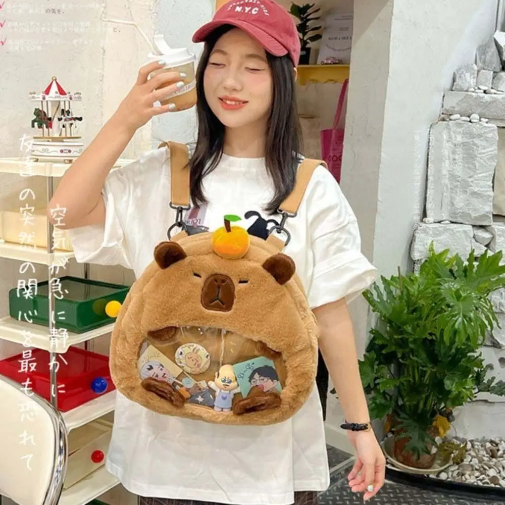 

Shoulder Bag Capybara Itabag Zipper Bag Small Item Bag Transparent Bag Bag Pendant Badge Storage Bag Anime Backpack Children
