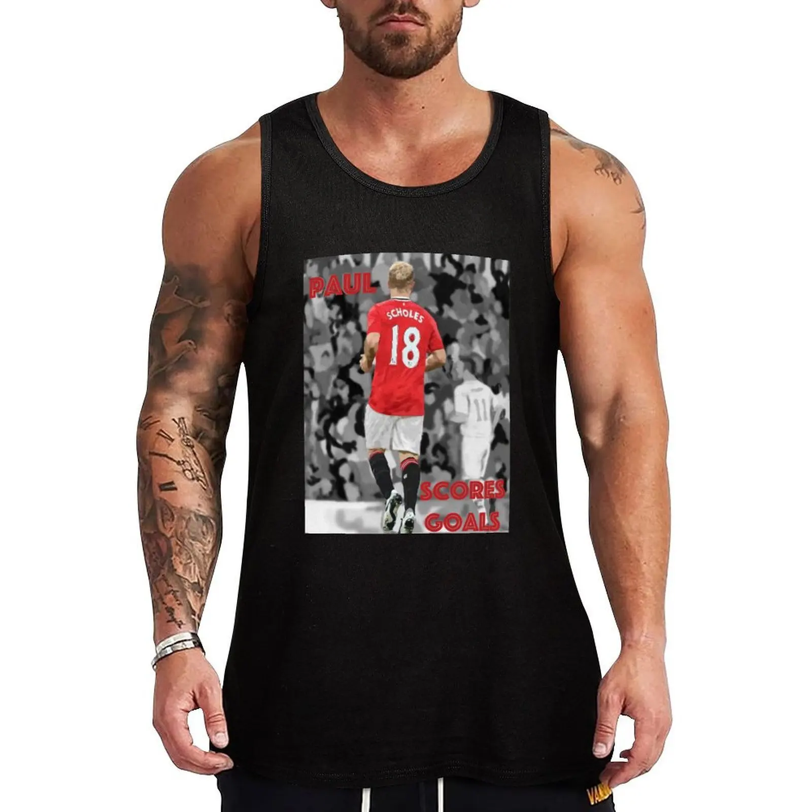 Paul Scholes Marca Gols! Camiseta Sem Mangas Estilo Street com Estampa Gráfica