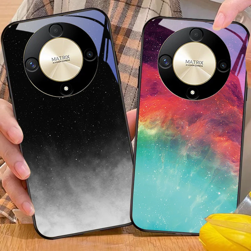 

Green Starry Sky For Honor Magic 6 50 70 90 Lite X7b 200 Pro nova 10 Nova 5T X6 P30 Pura 70 Ultra tempered glass phone case