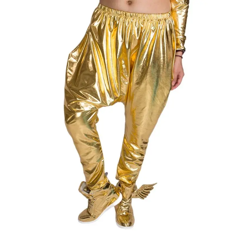 

Heroprose Brand 2023 New Personality Gold Big Crotch Trousers Dance Stage Performance Costumes Harem Hip Hop Skinny Pants