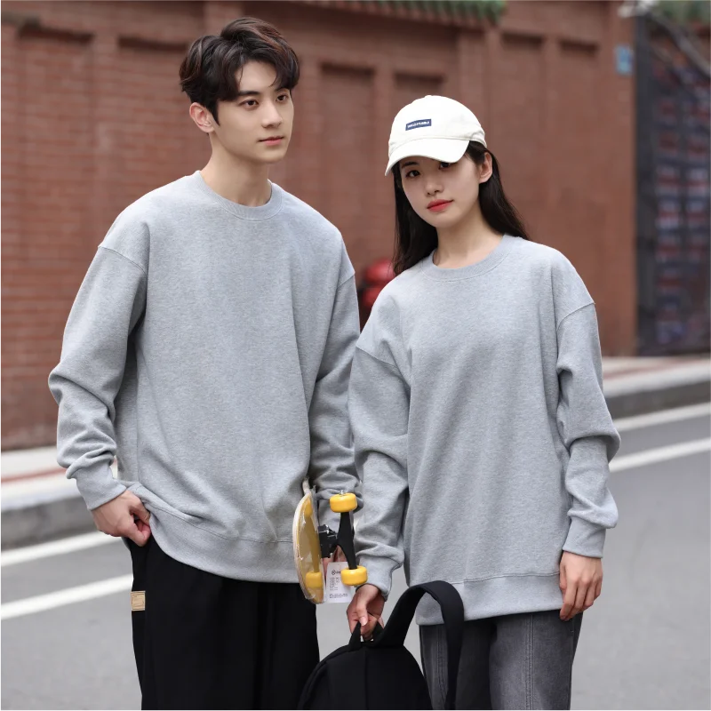 تي شيرت بأكمام طويلة ورقبة مستديرة ، سترة أحادية اللون ، طباعة بنمط فضفاض ، جديد ، الربيع والخريف