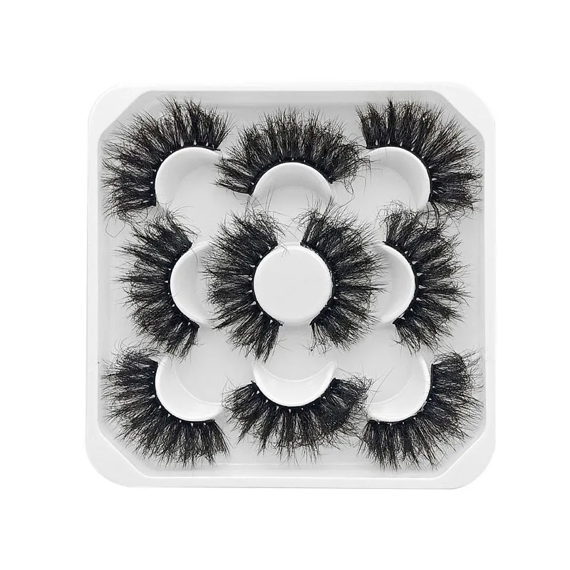 Pooplunch False Eyelashes 25MM Fluffy Dramatic Faux Mink Lashes 5 Pairs Long Thick Volume Messy Crossed Fake Eye Lashes Pack